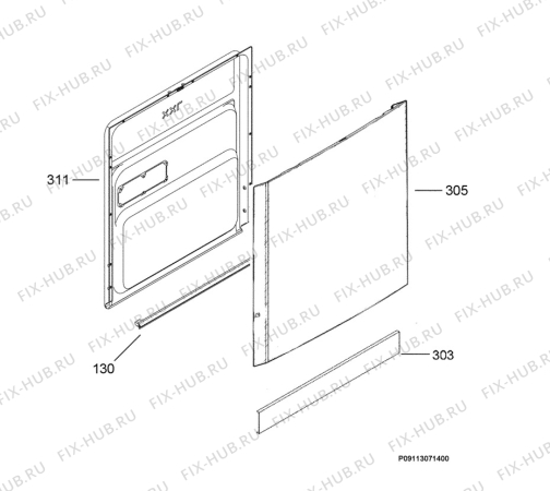 Взрыв-схема посудомоечной машины Aeg Electrolux F87001P - Схема узла Door 003